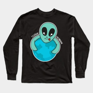 alien love human Long Sleeve T-Shirt